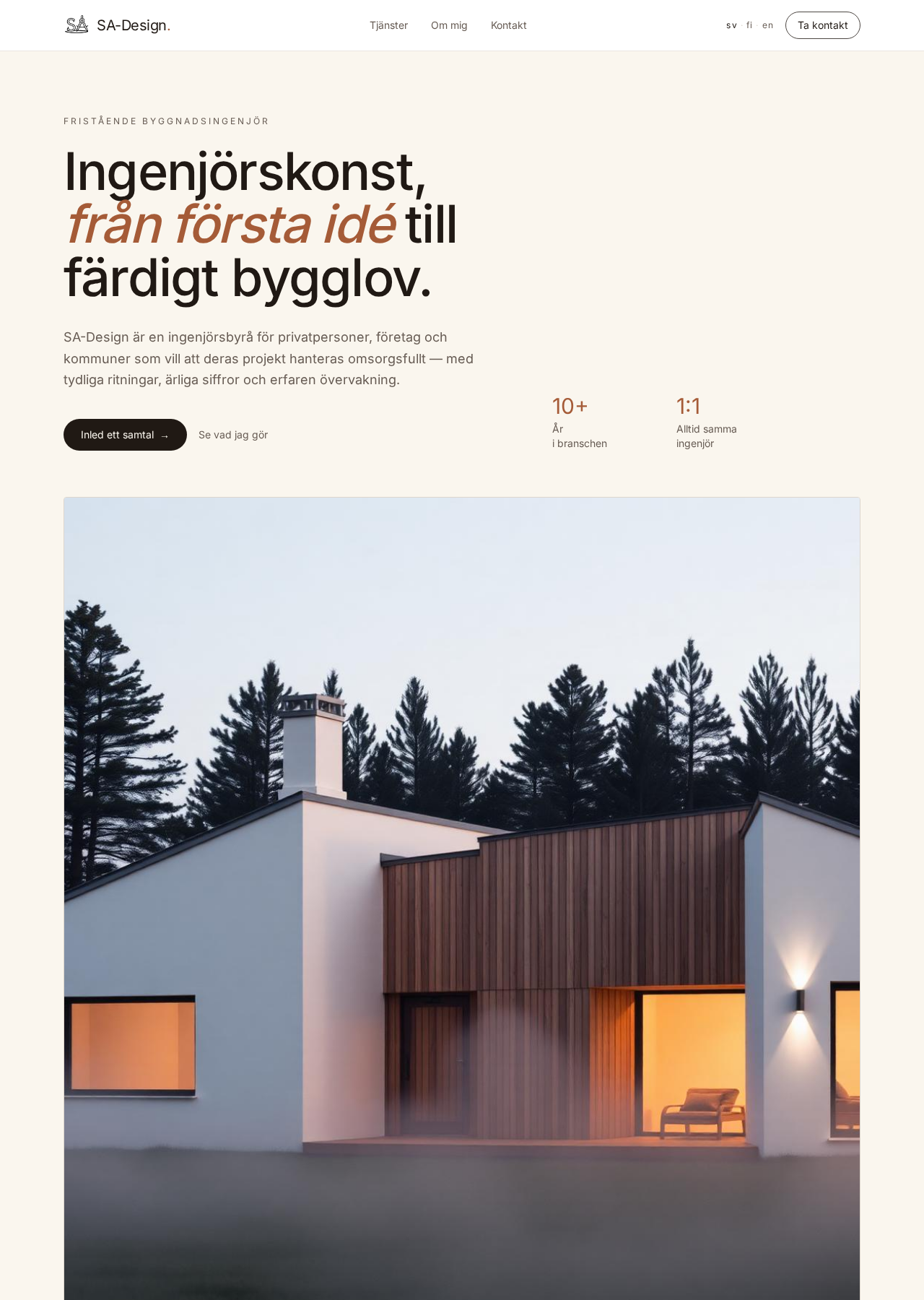 SA-Design website showing its engineering services